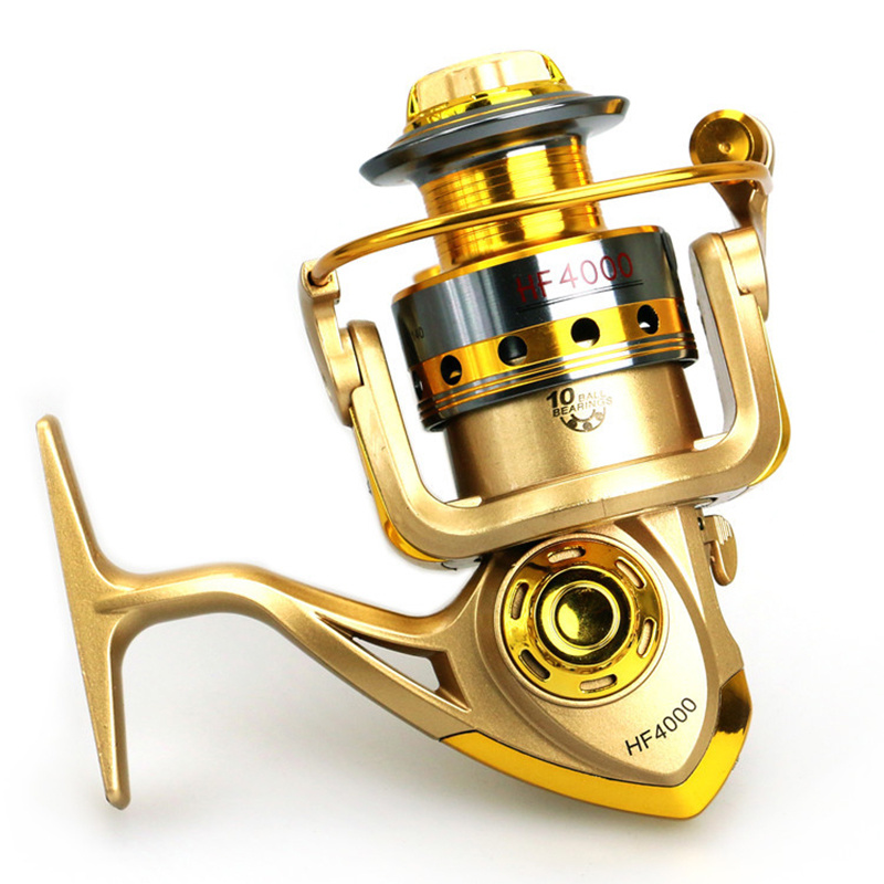 500-9000 Gold Fishing Reel Feeder Metal Body Carp Fishing Spinning Reel Carretilha De Pesca Moulinet 12BB