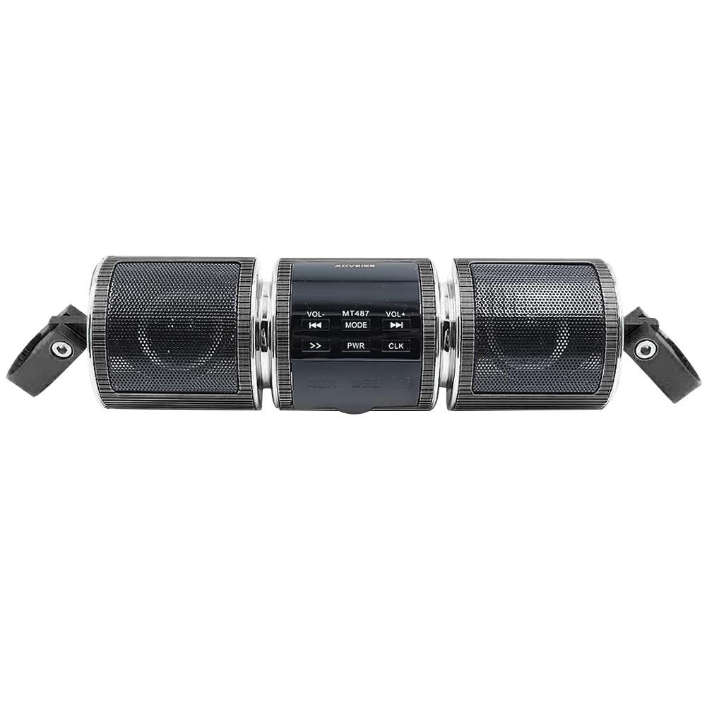 Reproductor de Audio estéreo para motocicleta, Radio FM, MP3, Bluetooth, a prueba de agua: Negro