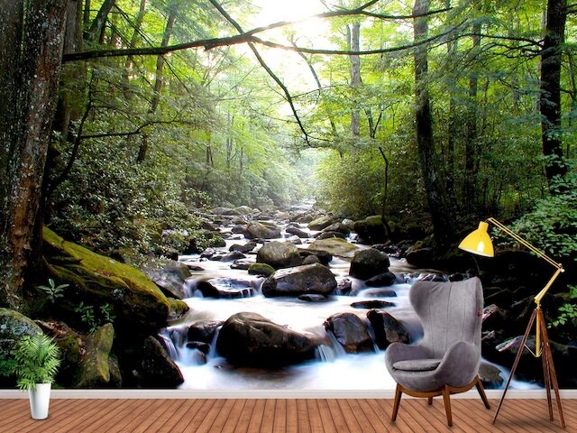 Living room Waterfall 3 Dimensional Wallpaper 289448993