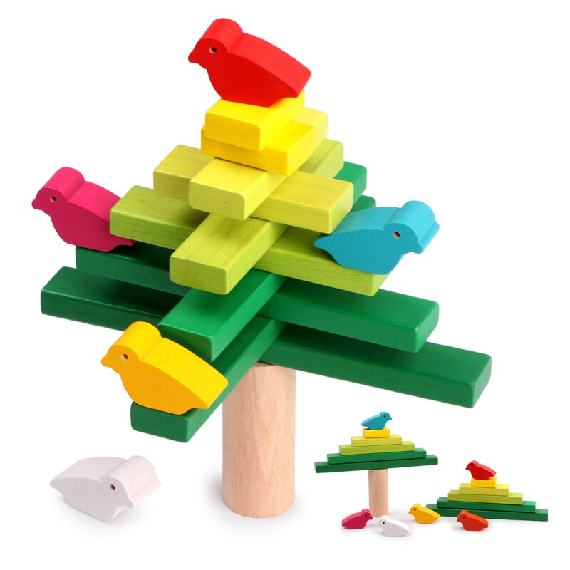 Baby Toy Color Wooden Block Blance Animal block birds tree Education toys for Children Blance Games Toys kids children toy