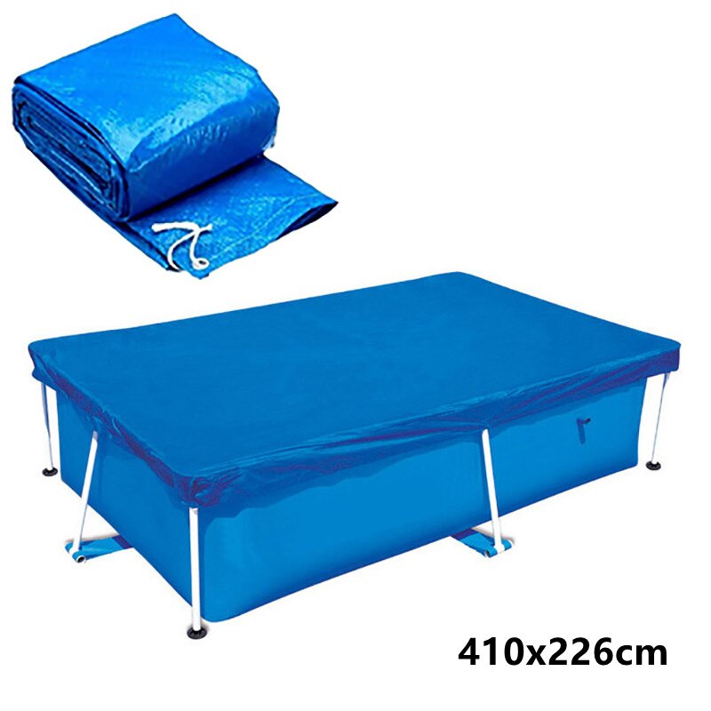 Swimming Pool Cover Tarpaulin Solar Swimming Pool Protection Cover Heat Insulation Film Rainproof Dust Cover Pool Accessories: Square 410x226cm