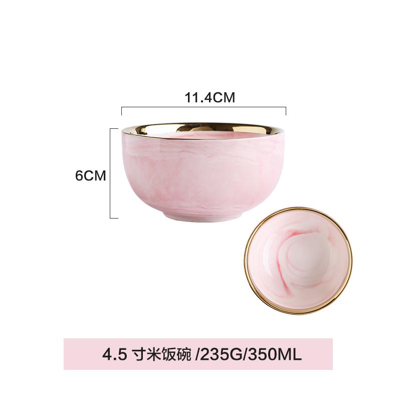 Pink gylden kant bordservice phnom penh geometri bordservice keramisk aftensmad tallerken fad porcelæn dessert tallerken servise kageplade: 4.5 tommer risskål