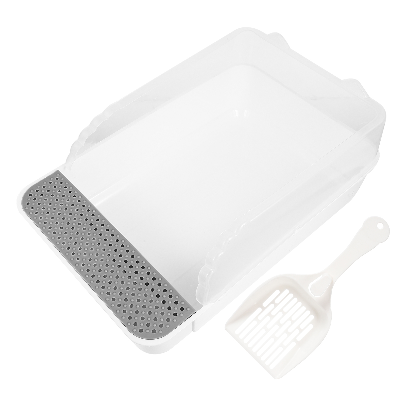 Pot de toilette Semi-fermé de pour chat, coin propre, bac à litière amovible, anti-éclaboussures, boîte à pipi pour chat