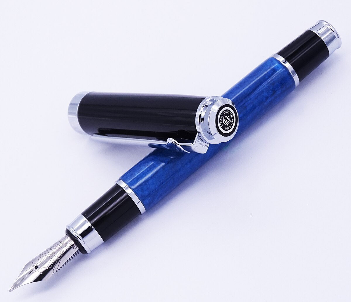 Duke Celluloid Blue Fountain Pen Beautiful Quicksand Leonardo Da Vinci Medium Nib Pen Business Office Home Supplies