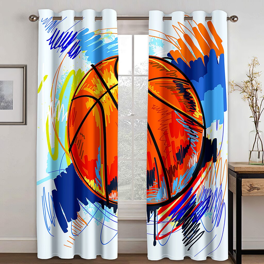 Basket-ball Graffiti coloré rayure impression rideau salon chambre rideau décoration de la maison rideau adulte chambre rideau