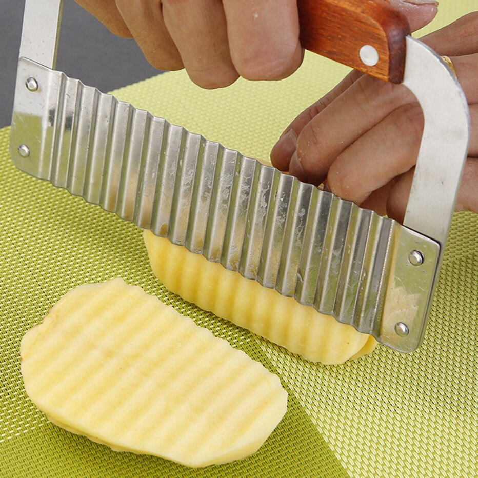 Rvs Golf Mes Potato Cutter Slicer Slicer Slicer Aardappel Flarden Artefact Golf Mes Aardappel Mes