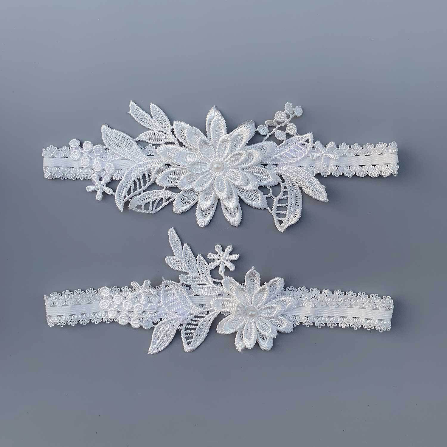 Wedding Elastic Garter Flower Pearl Sexy Garters Women Bride Thigh Ring Bridal Lace Leg Ring Many Colors: White