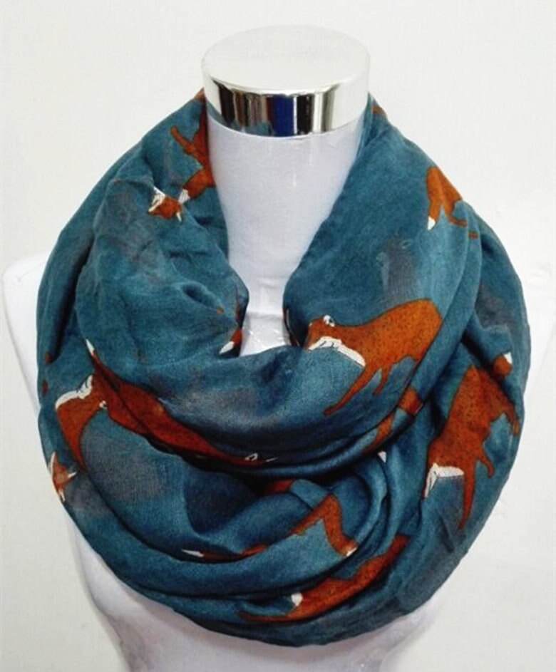 Nowa moda lis nieskończoność szalik gorąca sprzedaż wiskoza kobiety pierścień szaliki zwierząt szalik lis koło szalik: Infinity Denim niebieski
