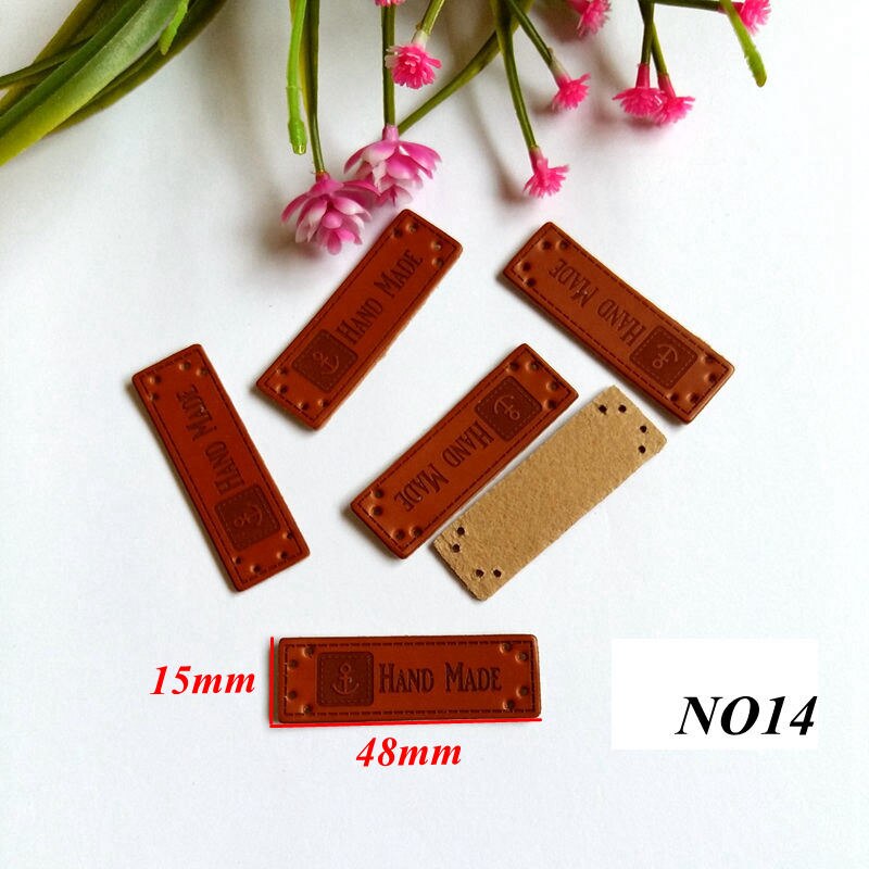10pcs PU Leather Labels Handmade garment Labels 15MM*50MM for Crafts Brown Handicraft Sewing label