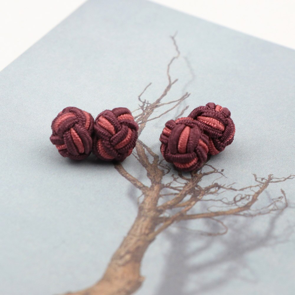Novità nodi di Seta CufflinksMixed Tre Colori FAI DA TE Intrecciato Handmade Elastico Corda Doppia Sfera Gemelli Per Gli Uomini Regalo NO.1-20: 18