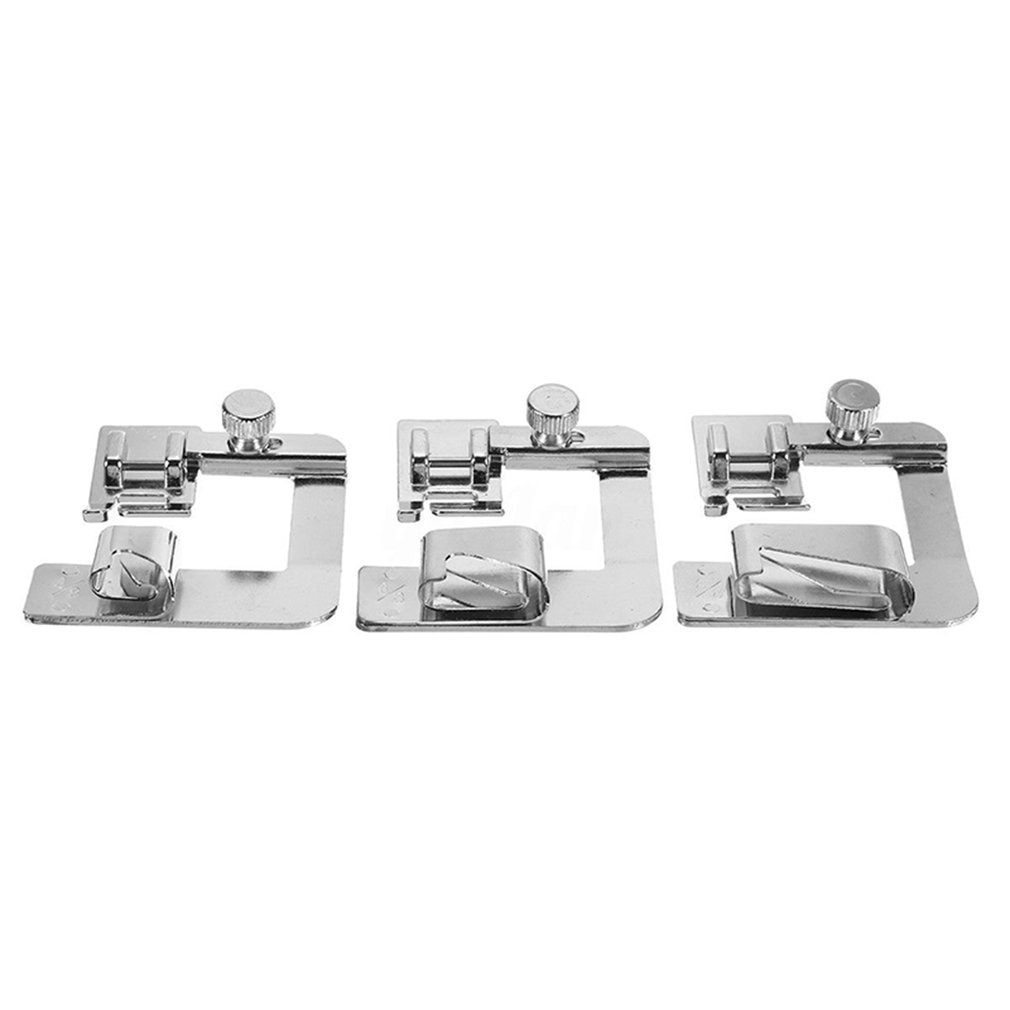 3Pcs Wide Hem Hemmer Adjustable Rolled Foot Set For Low Shank Domestic Sewing Machine Home Snap On Presser Feet Kit