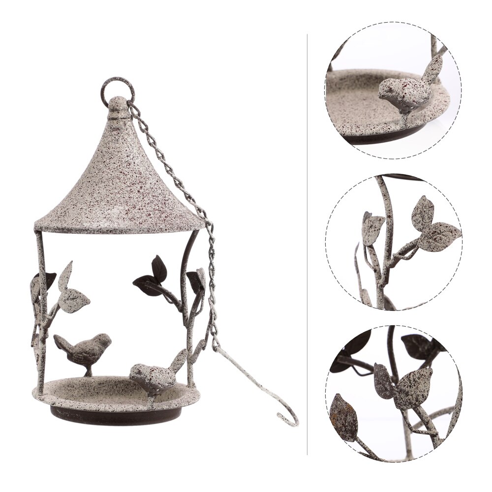 Iron Bird Feeder Outdoor Garden Ornament Hanging Bird Food Feeding Container