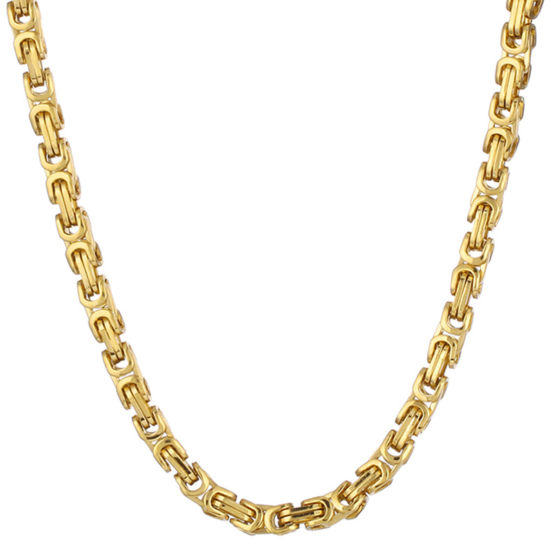Pesado bizantino longo corrente colares de aço inoxidável forte grosso link corrente colar hip hop punk masculino jóias para homem rapper: 50 cm / Branco / Cor dourada amarelo claro