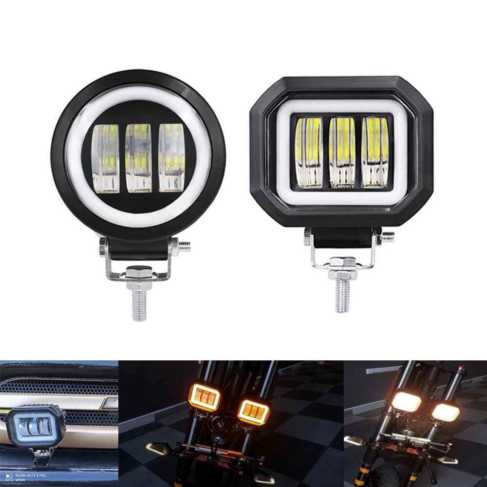 6D Lens 5 Inch Round Square Led Work Light For Car 4x4 Offroad Truck Boat UAZ ATV 12V 24V Led Angel Eyes Driving Lights。