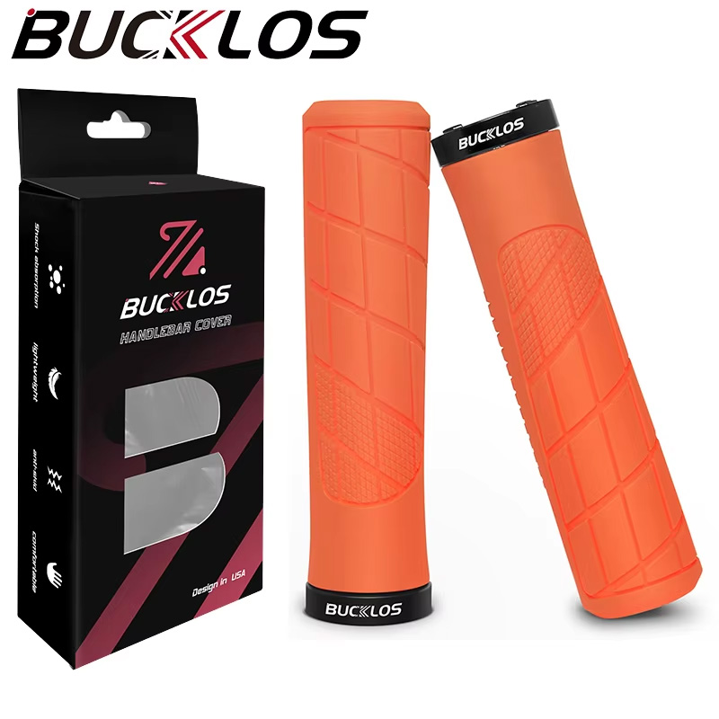 BUCKLOS Bicycle Handlebar Grip Ruber Bike Handle Bar Grips Shock Absorbing Lockable MTB Cuffs Cycling Accessories: black