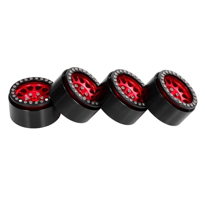 4 PEZZI di Metallo 1.9 Beadlock Ruota Mozzo del Cerchio per 1/10 Traxxas Hsp Redcat Rc4Wd Tamiya assiale SCX10 D90 HPI RC auto Pezzo di Ricambio: rosso