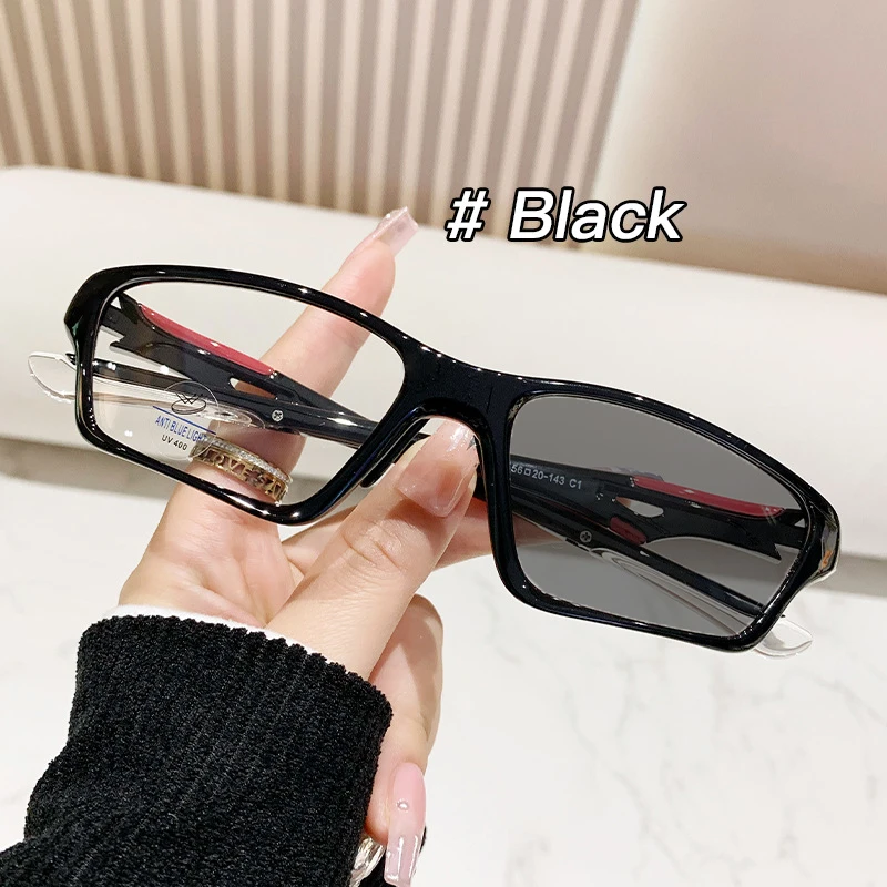 Nueva TR90 gafas deportivas fotocromáticas para miopía Unisex mujeres hombres gafas cuadradas para la vista gafas de sol terminadas dioptrías: Blanco / +150
