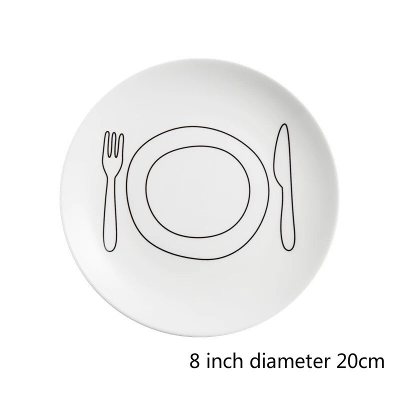 Creatieve Japanse Keramische Plaat Lage Bone China Schotel Set Brief Eenvoudige Paar Ontbijt Plaat: Style C