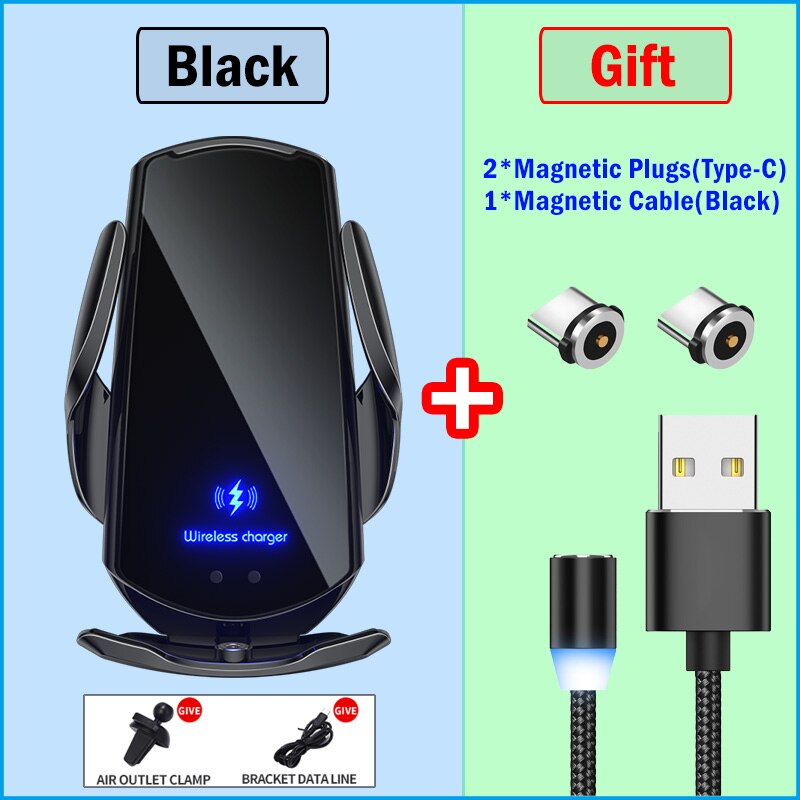 Fast magnetic charging for xiaomi poco  x3 x4 pro nfc  f1 f2 f3 m3 m4 pro car charger automatic smart sensor phone holder: Black charger