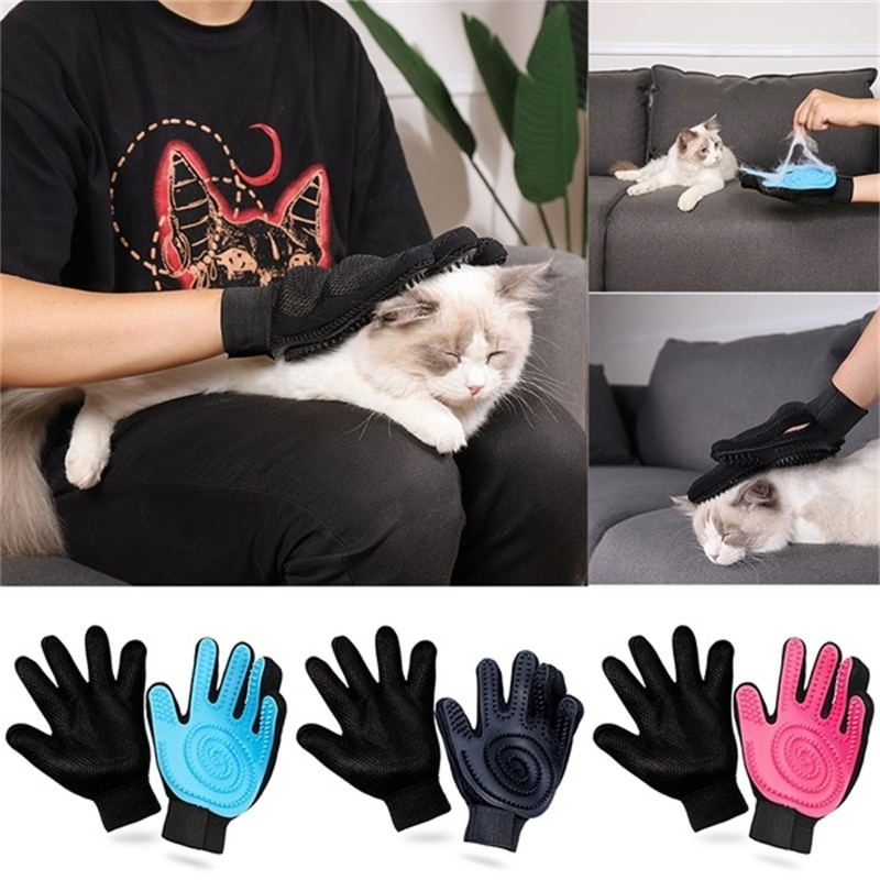 Guante de cepillo para mascotas, guante de belleza para masaje de perros y gatos, cepillo para baño de perro, artefacto para el pelo, accesorios para mascotas, guante para cepillar mascotas, aseo para perros y gatos,