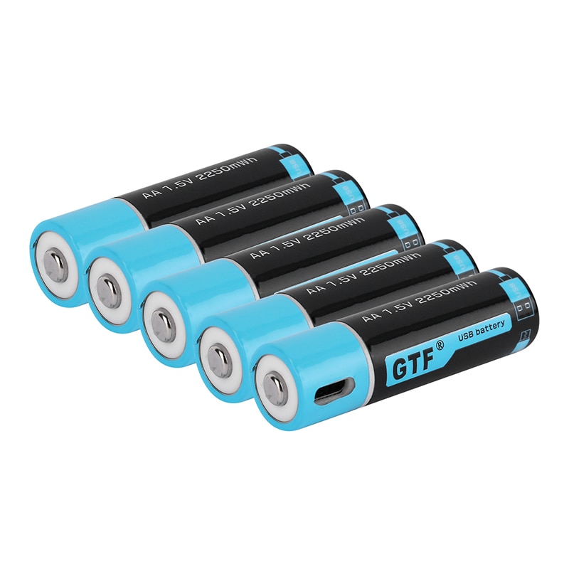 GTF1.5V usb aa リチウムイオンバッテリー 2550mwh 1500 2600mah の 100% 容量リチウムポリマー usb 充電式リチウム usb バッテリー usb ケーブル