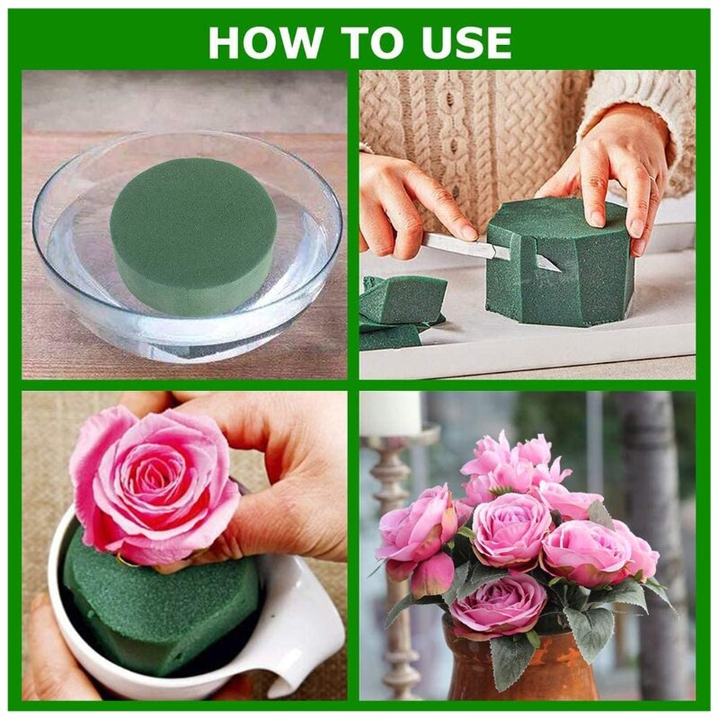 20 pièces de briques de mousse florale humide, bloc de polystyrène de fleuriste vert pour l&#39;arrangement de fleurs fraîches de printemps fournitures artisanat