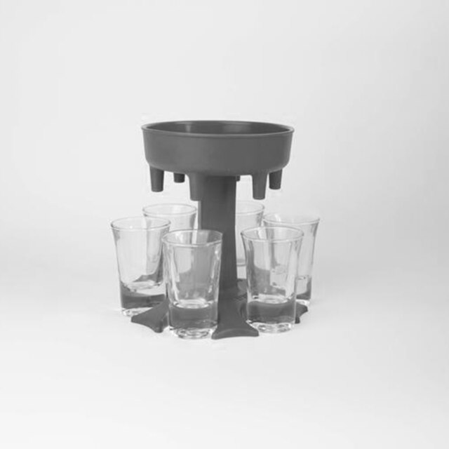 6 Borrelglas Dispenser Houder Wijn Whisky Bier Drank Dispenser Diverse Alcohol Dispenser Fles Shots Bar Accessoires: Black with Glass cup