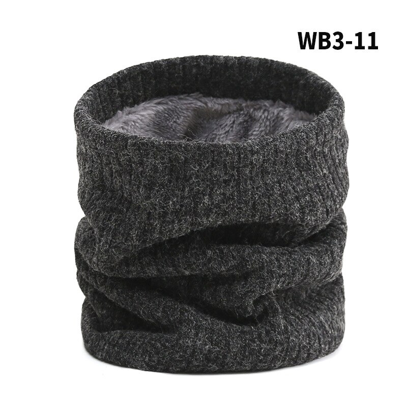 Women Knitted Scarf Solid Winter Snood Scarves Lady Warm Wool Fur Thick Unisex Men Neck Scarfs Ring Accessories: Dark Gray