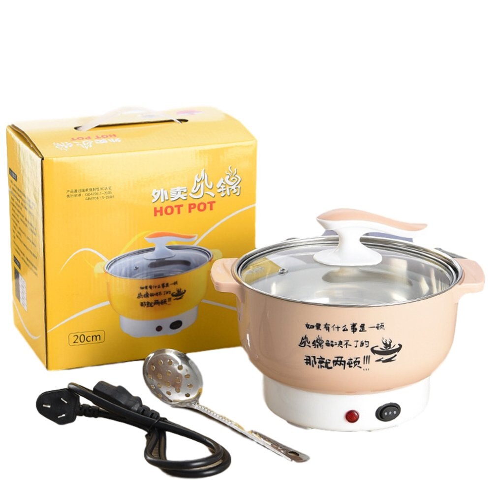 Multifunctional electric cooker Stainless steel Plastic Home appliances Double firepower Anti-dry function pot: Transparent