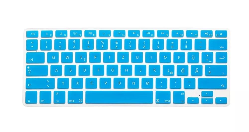US Layout Duitse Letters Toetsenbord Beschermer Voor Macbook Air Pro Retina 13 &quot;15&quot; 17 &quot;Laptop Skin Covers voor Mac book 13 15 QWERTZ: Lack blue