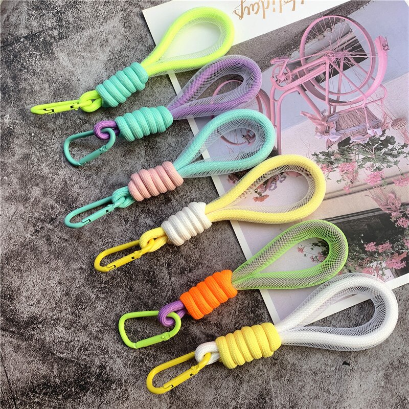 Lanyard Leuchtstoff Farbe Phone Strap Mesh Landyard für Taschen Geflochtene Streifen Keycord Hängen Hosen Zubehör Keychain