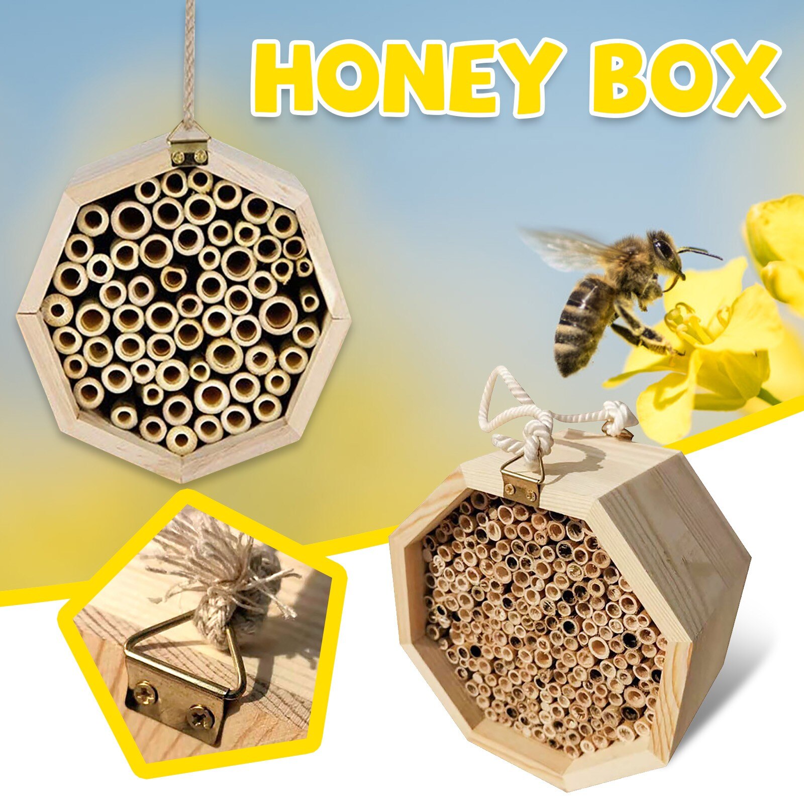 Panal de abeja de bambú Natural hecho A mano, casa para abejas en albañil, apiario, llama A polinizadores de abejas, , novedad de