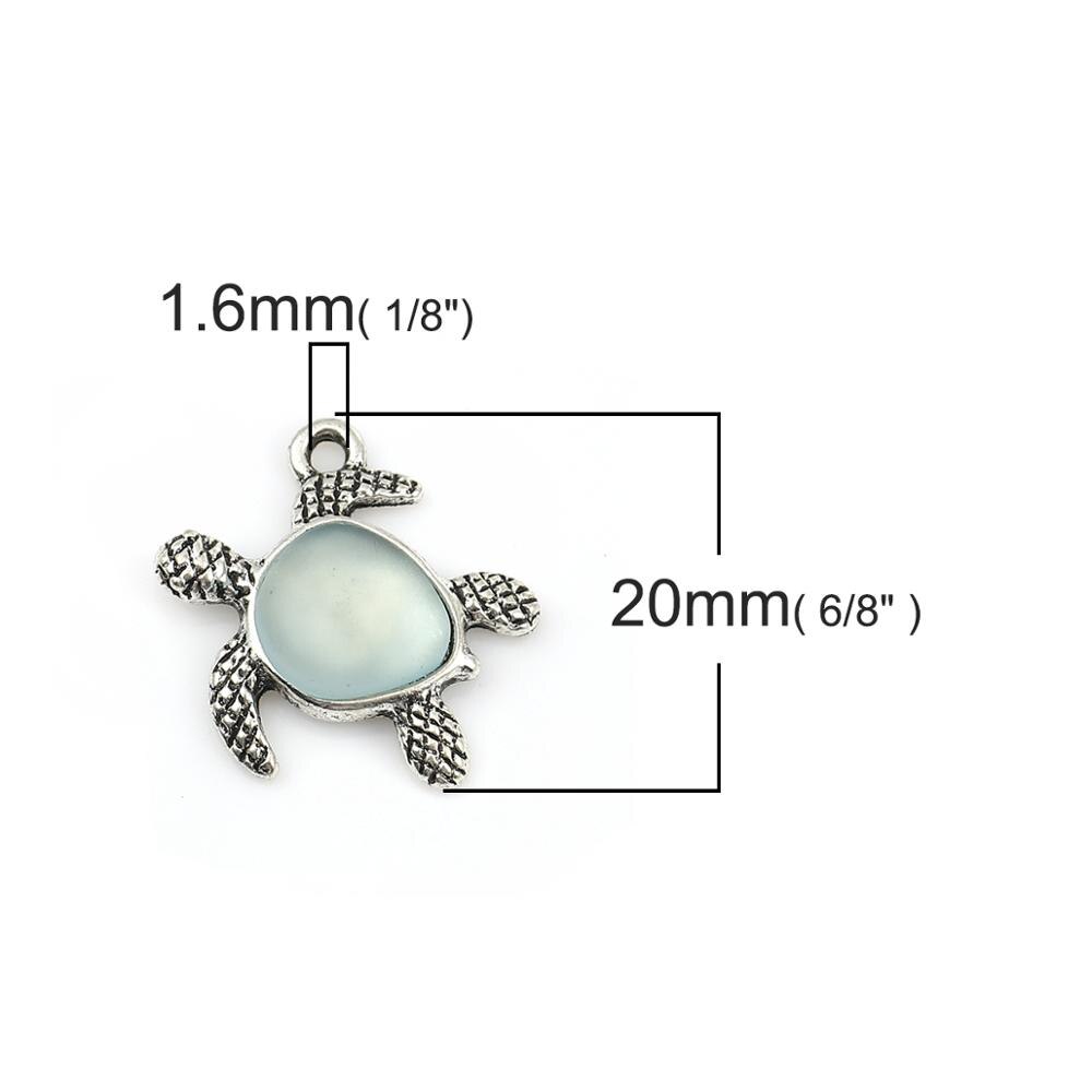 Schmuck Handgemachte Anhänger Zink Legierung Auf Silber Farbe Meer Schildkröte Blau Meer Glas Charme Zubehör Halskette DIY Entdeckungen, 5 PCs: 3