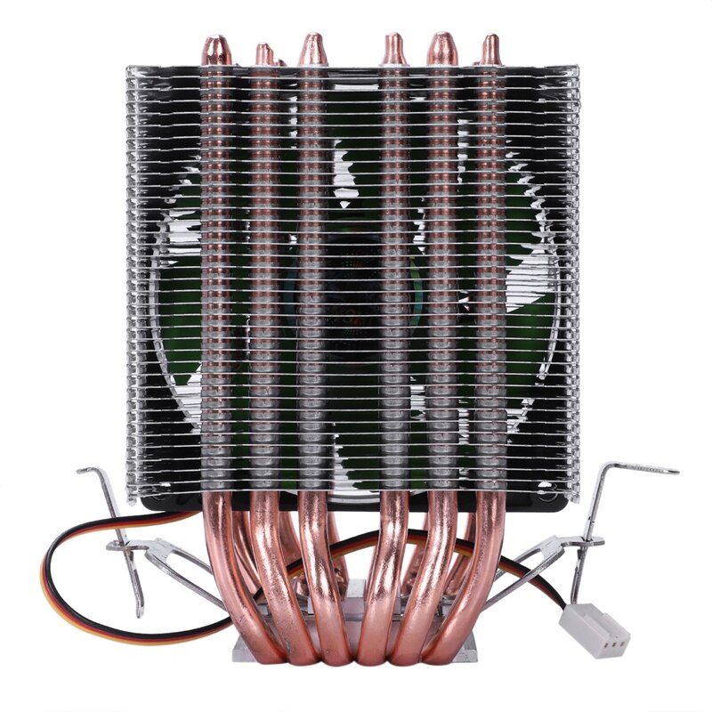 Lanshuo 6 Heat Pipe 3 Wire Without Light Single Fan Cpu Fan Radiator Cooler Heat Sink For Intel Lga 1155/1156/1366 Cooler Heat: Green