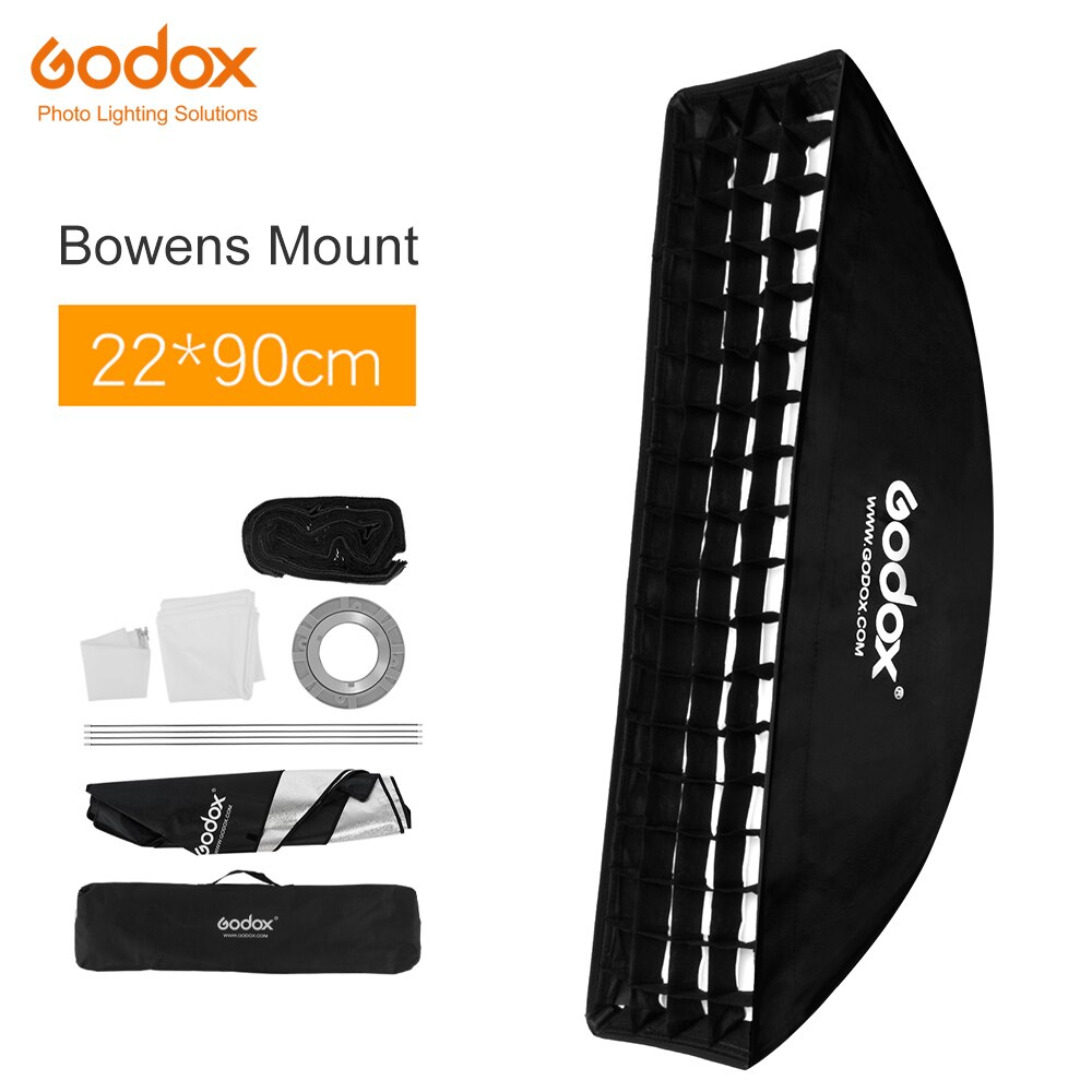 Godox softbox 22x90cm 9"x 35" Portable Rectangular Honeycomb Grid Softbox soft box with Bowens Mount for Studio Flash