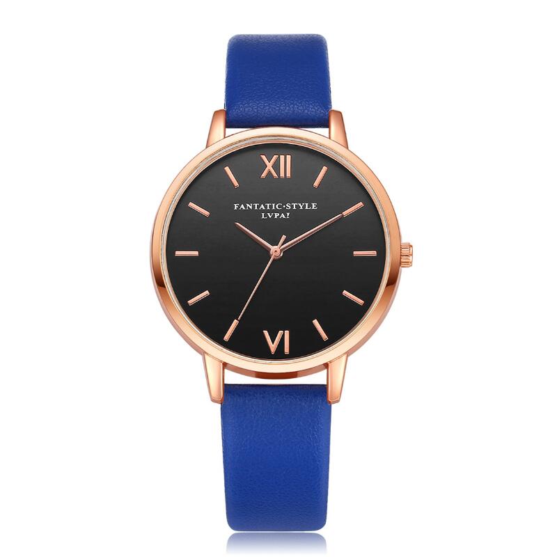 Ensemble de montres en cuir pour femmes, 5 pièces, montres à Quartz, simples, romaines, décontractées, , offre spéciale,: deep blue watch
