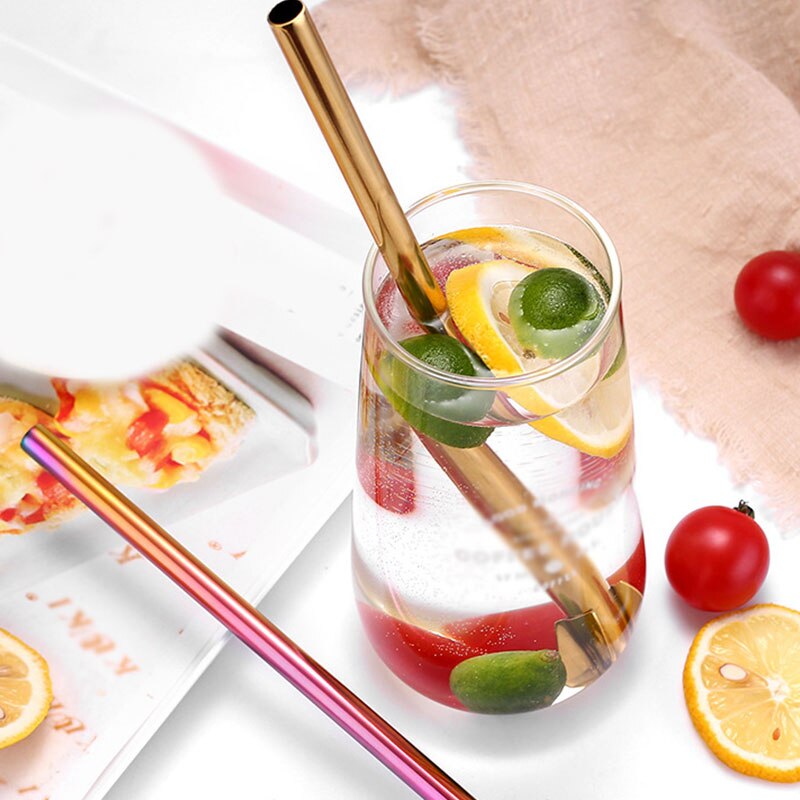 Stainless Steel Reusable Drinking Straw Multicolor Metal Straws Useful Classic Milk Tea Beverage Drinking Straw Party