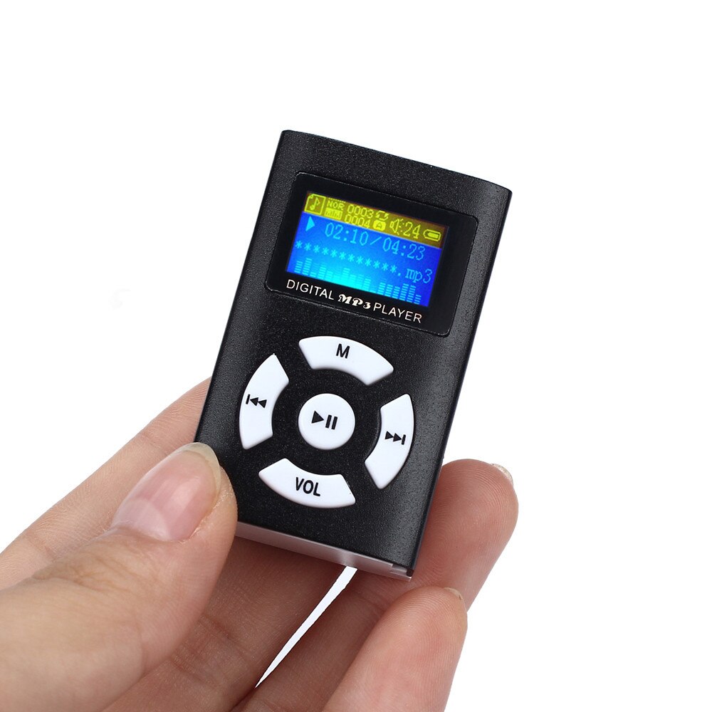 MP3 camiseta nueva venta de USB Mini reproductor MP3 pantalla LCD soporte 32GB Micro SD TF tarjeta deportivo compacto 605 #