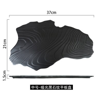 Western Plate Black Irregular Shape Steak Plates Restaurant Food Decoration Plate Swing Fruits tray Porcelain Dish: 05