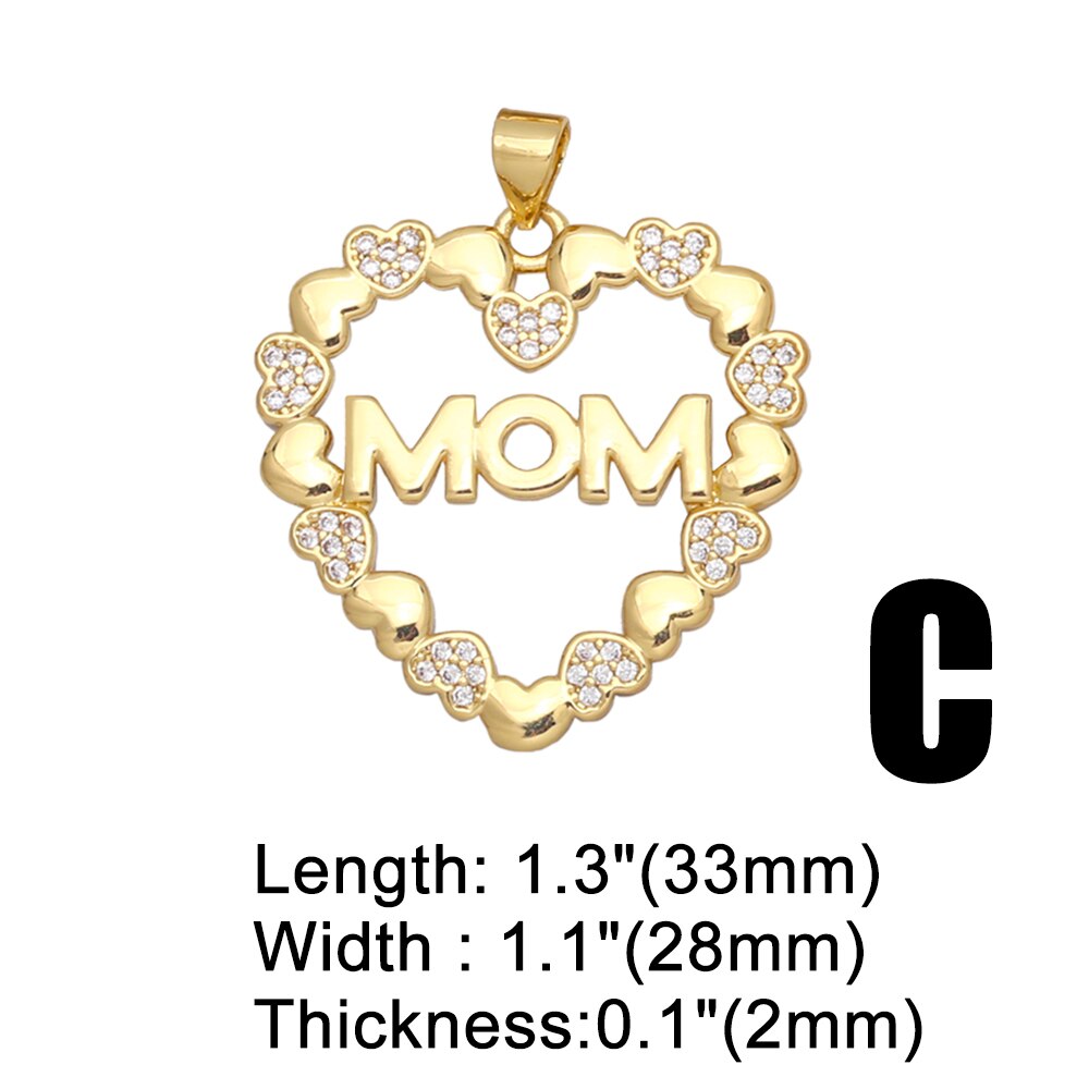 Ocesrio mother's day pendants for jewelry making, gold-plated copper zircon jewelry craft supplies pdta 625