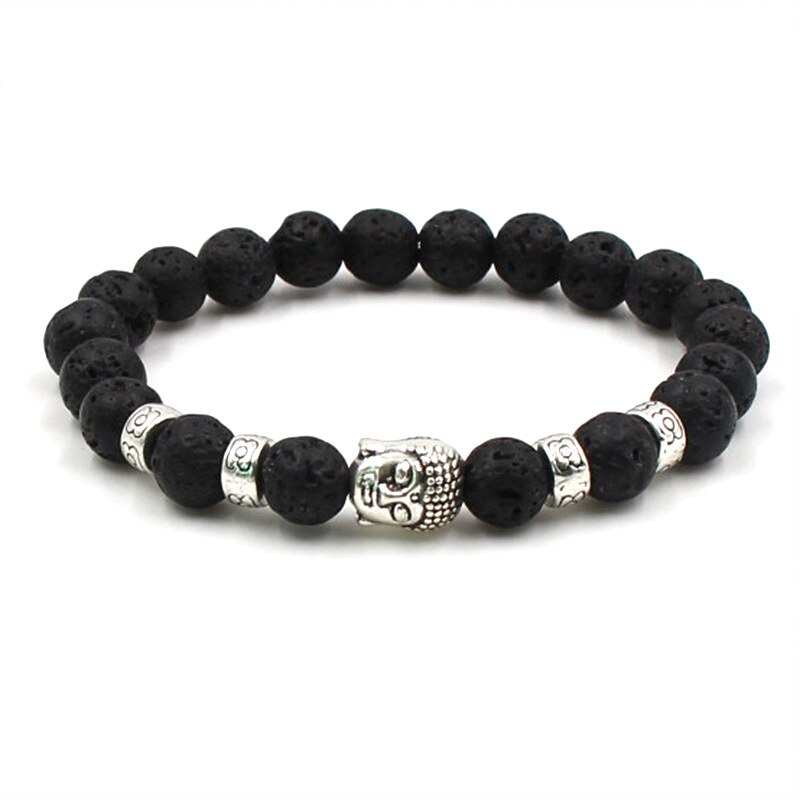 Budha Armband Buddha Kopf Shakyamuni Gebet Perlen Kristall Spacer Glück Charm Schmuck Für Heiligen Buddhistischen Kirche Buddhismus: Black