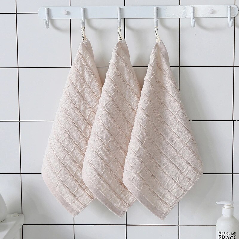 Square Towel Pure Cotton Geometric Printed Thicken Soft Towels Good Water Absorption Plain Dyed Home Bathroom Toalla Cuadrada: Color 3