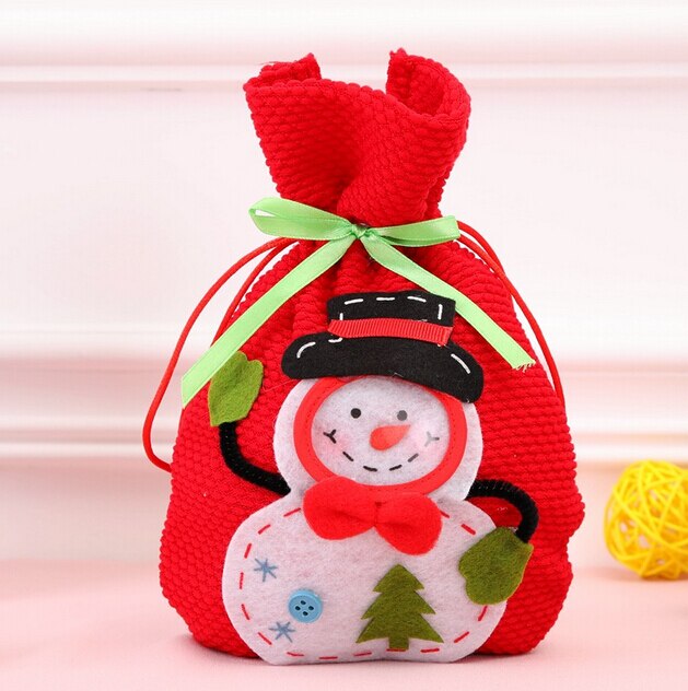 13x23 cm Kerst Bag Mini Kerstman Tas Trekkoord Tassen Rood
