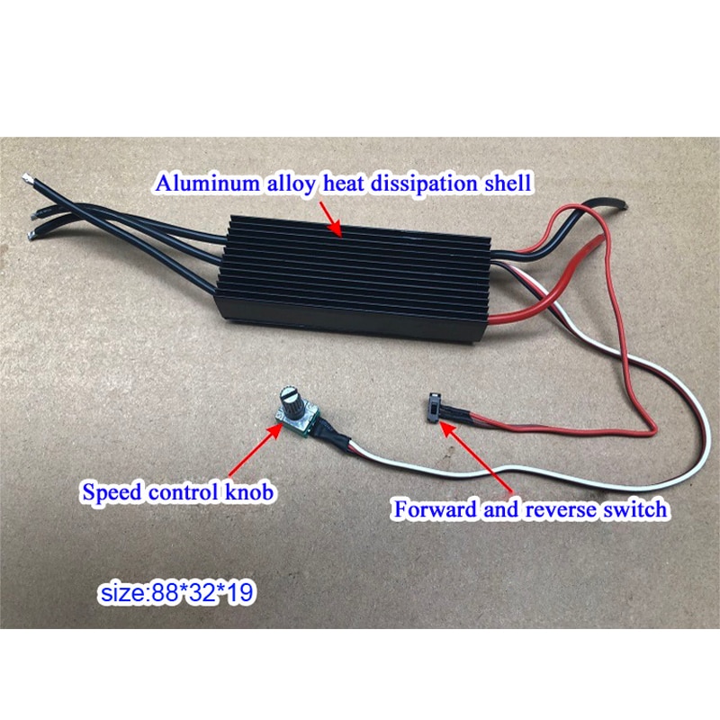 40A 7-24V 800W High Power Three-phase DC Brushless Motor Poleless Speed Regulator Driver