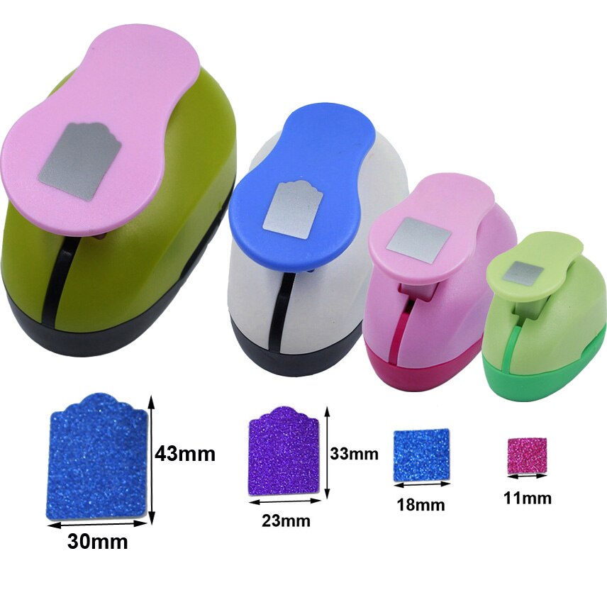 Perforadora de forma cuadrada para manualidades, cortador de papel de espuma EVA, perforadora de agujeros para manualidades, DIY, escuela, 18mm-53mm,: 4pcs TagSquare