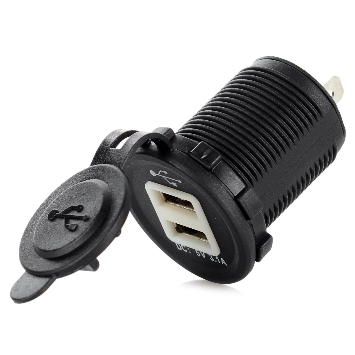 Dc 12 ~ 24V 3.1A Diy Auto Usb Lader Waterbestendig Dual Usb Car Charger Adapter Met Blauw Licht voor Auto Motocylcye Boot
