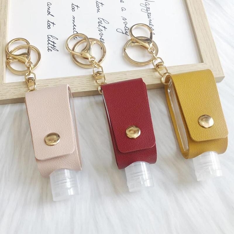 30ml Hand Sanitizer Holder Bottle Gel Hang Bag Mini Sanitizer Gel Holder PU Travel Bottle With Keychain Hand Sanitizer Holder