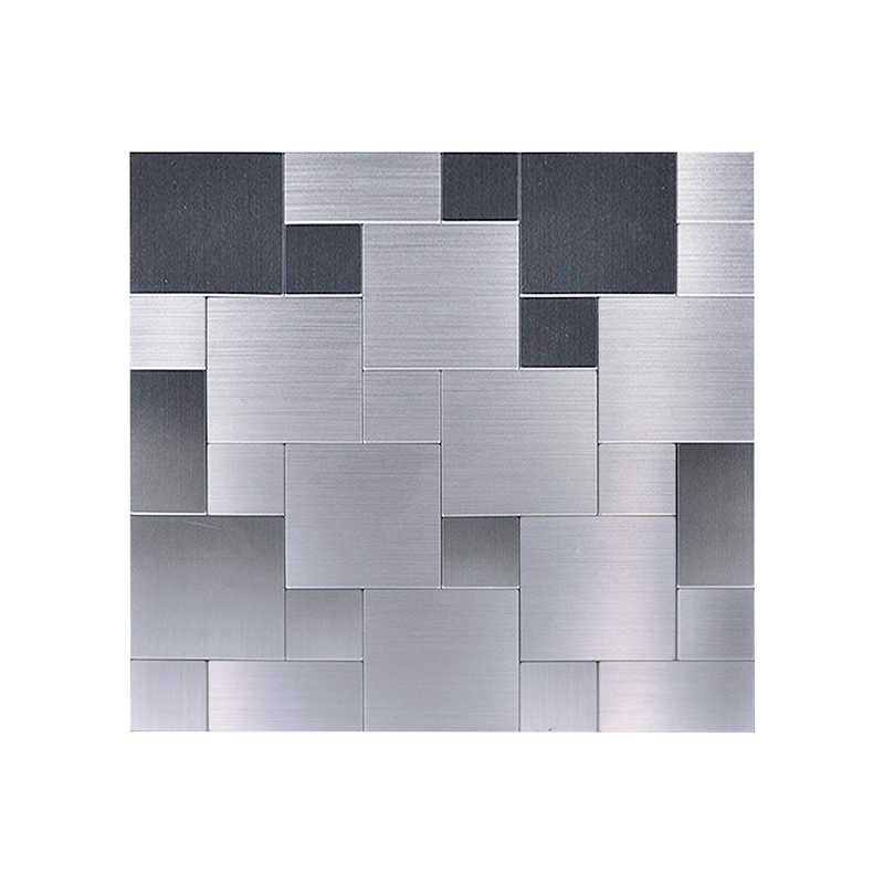 Schälen und Stock Fliesen Backsplash Edelstahl Fliesen für Küche Zauberstab Dekor Aluminium Oberfläche Metall Fliesen Silber Quadrat Plaid: Stil 3 / 4 Blätter