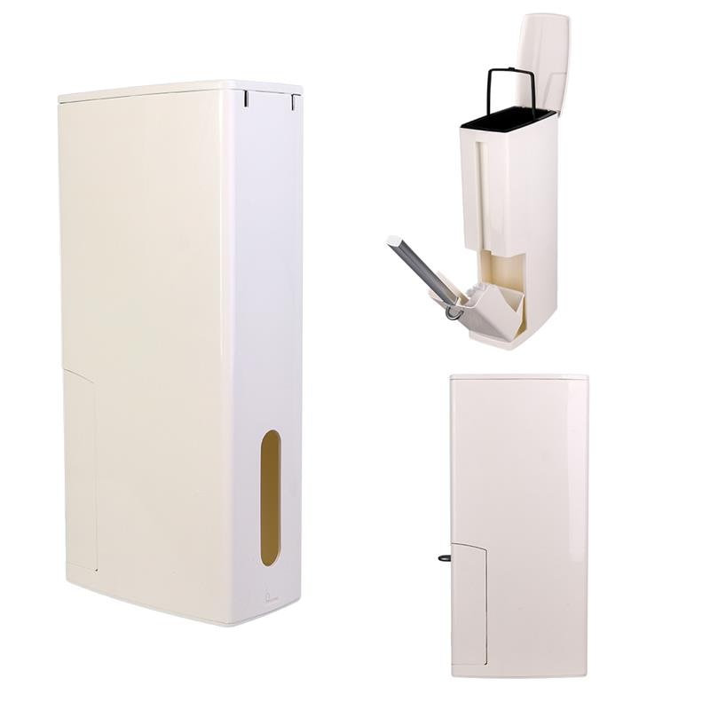 Narrow Plastic Trash Can Set with Toilet Brush Bathroom Waste Bin Dustbin Trash Cans Garbage Bucket Garbage Bag Dispenser