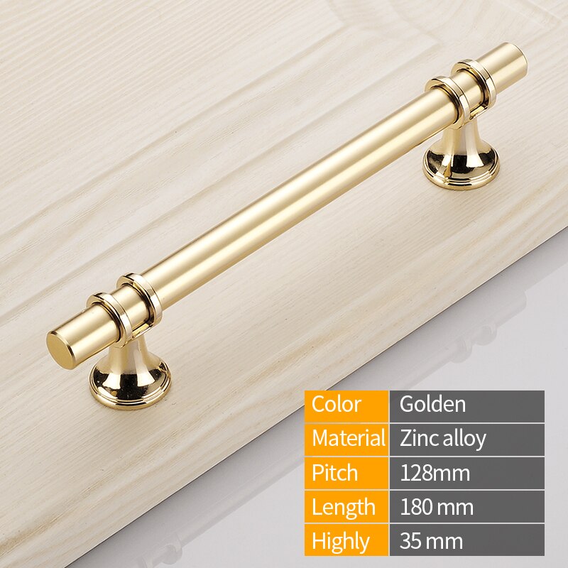 Golden Cabinet Handle Copper Brushed Kitchen Cabinet Door Knob Furniture Drawer Pull Hardware Trolley Handle: Yellow